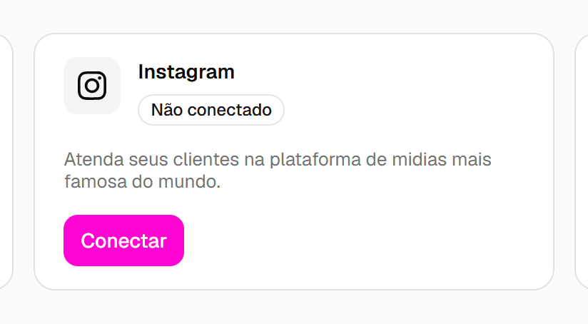 Cartão do Instagram na tela Integrações com o botão Conectar destacado.